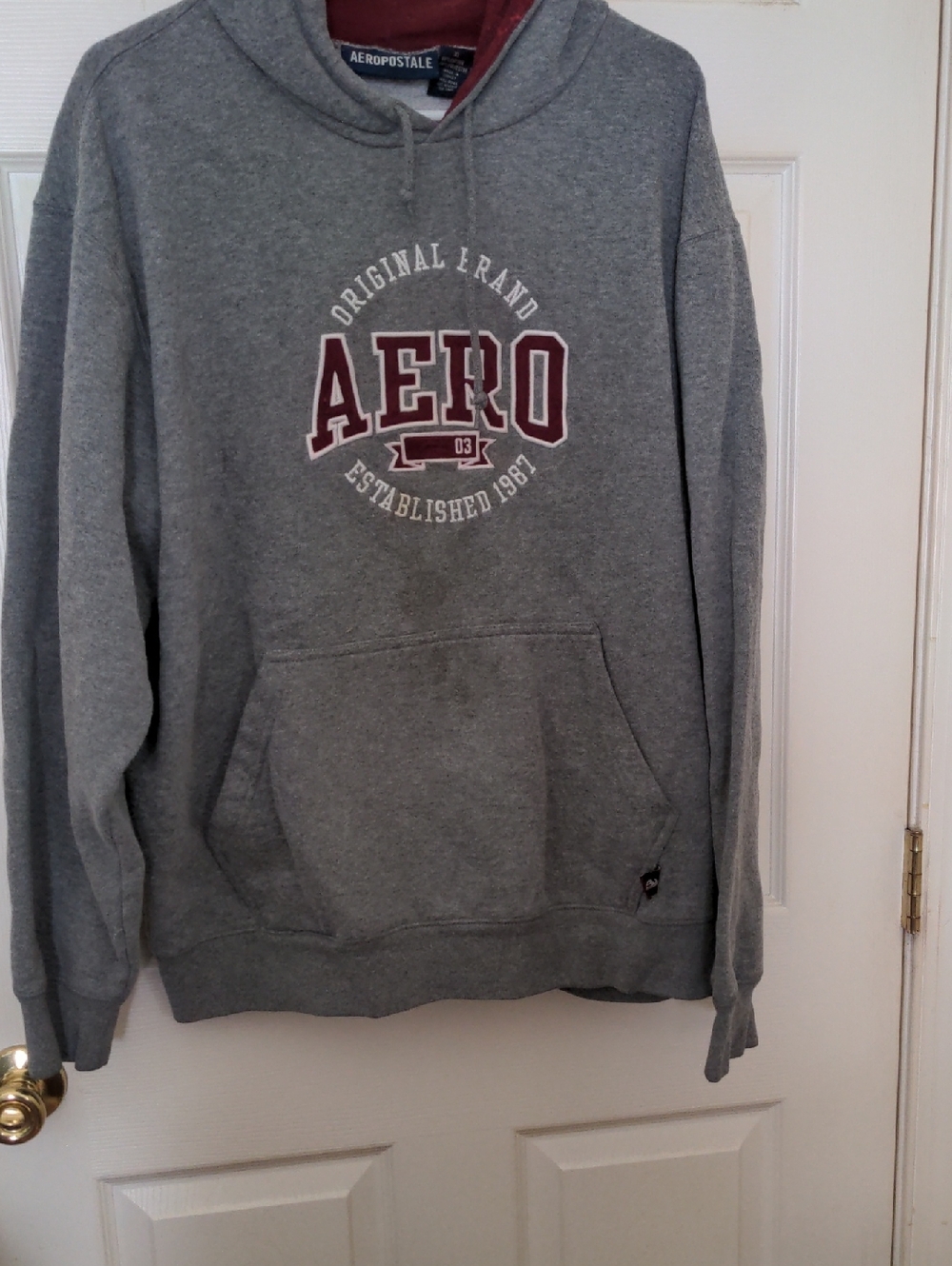 Aeropostale Gray Hoodie with Maroon AERO Chest Logo